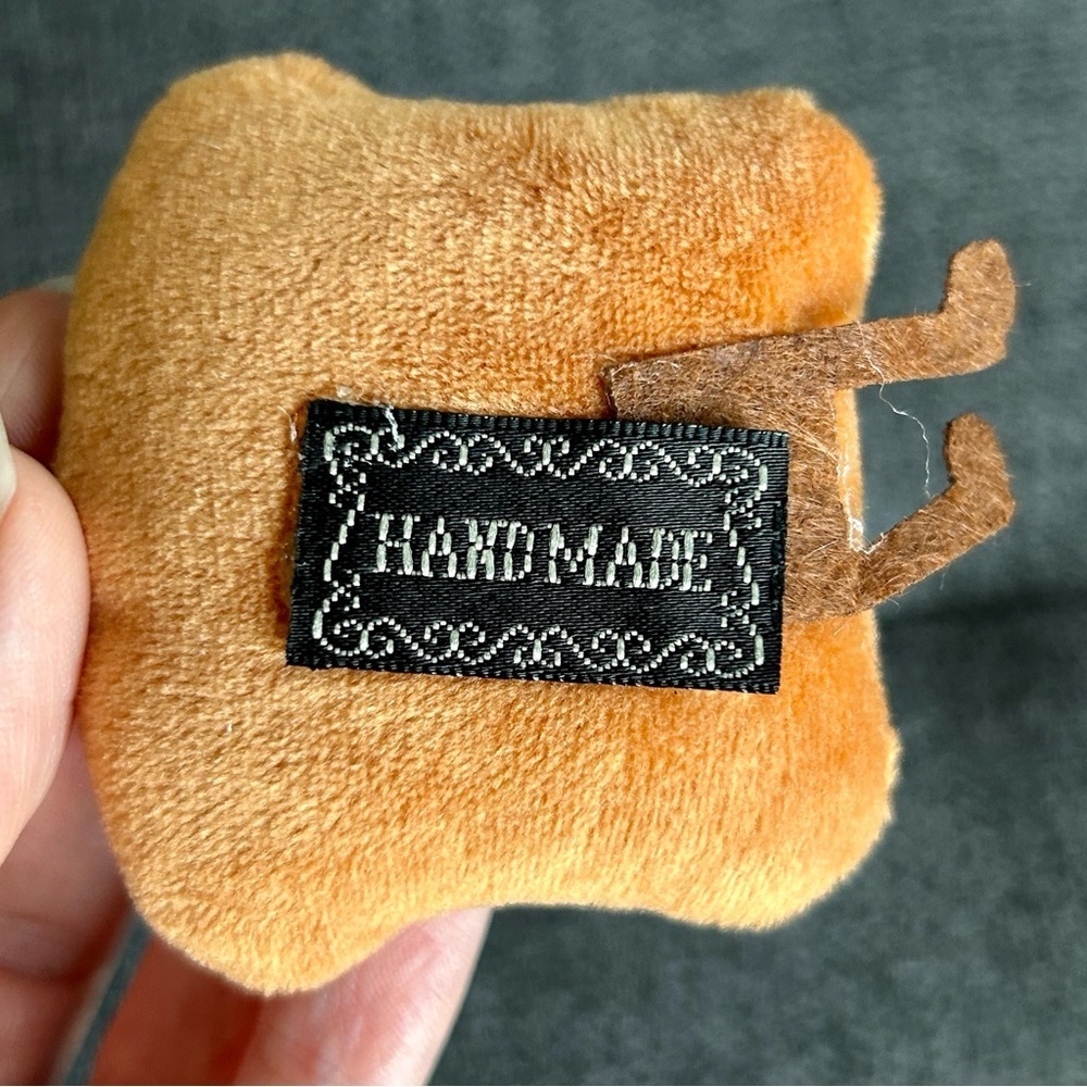 Handmade Cute Toast Plush Purse or Backpack Charm, Tan, Cream - Picture 4 of 10